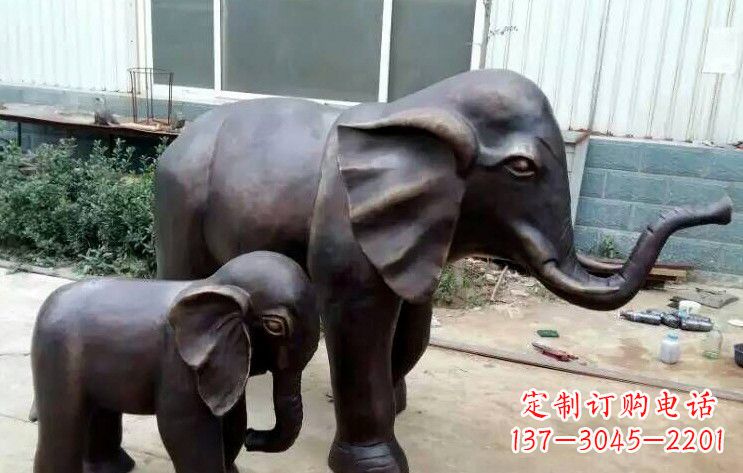 烟台大象母子铜雕塑