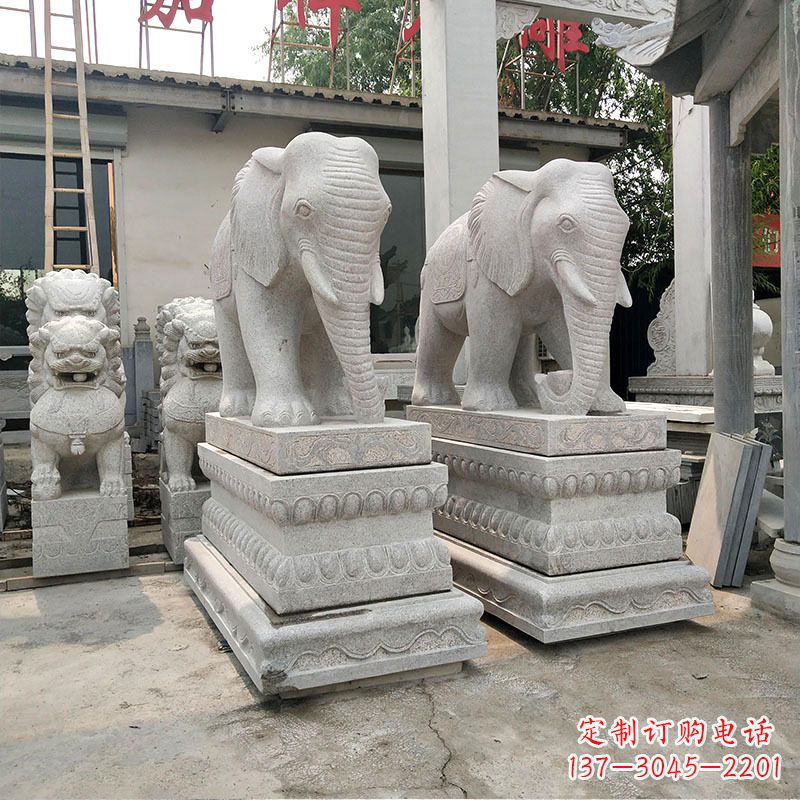 烟台大象石材喷水雕塑