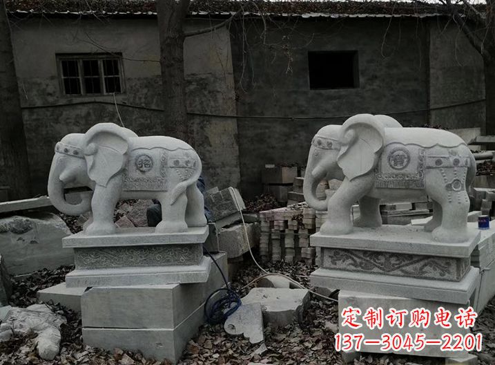 烟台大象石雕摆件