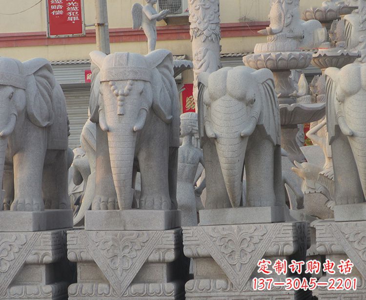 烟台大象石柱雕塑