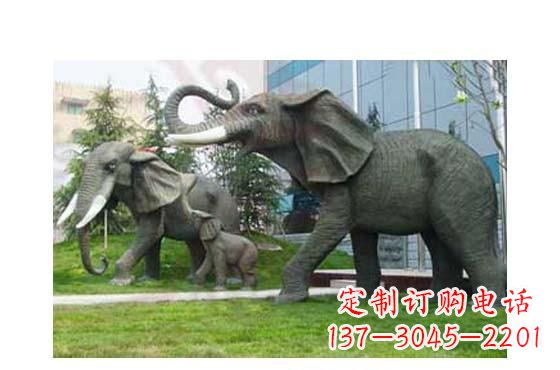 烟台精美铜雕大象一家三口