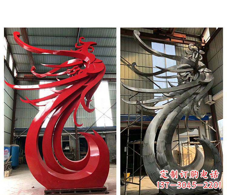 烟台优雅凤凰不锈钢摆件雕塑