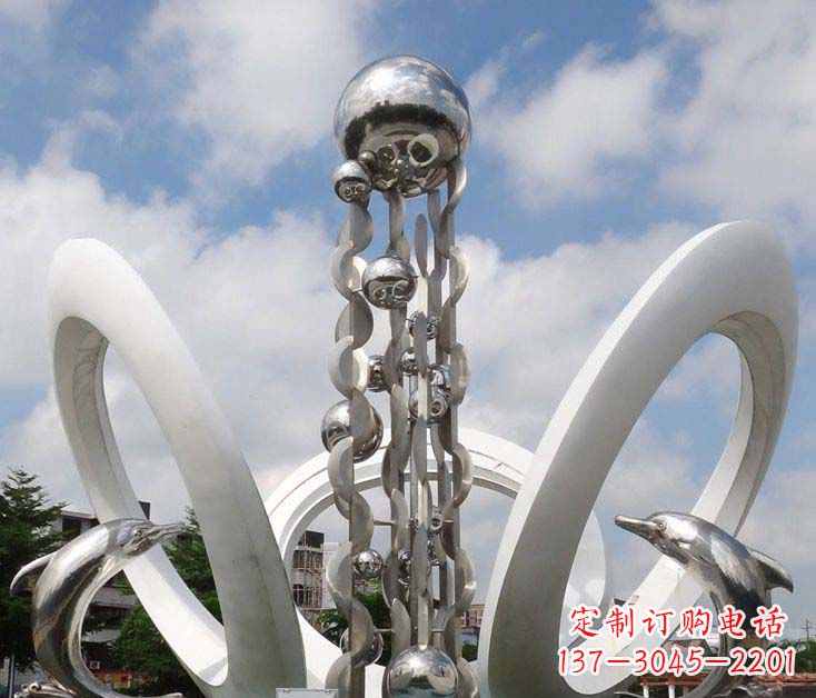烟台精致不锈钢海豚雕塑