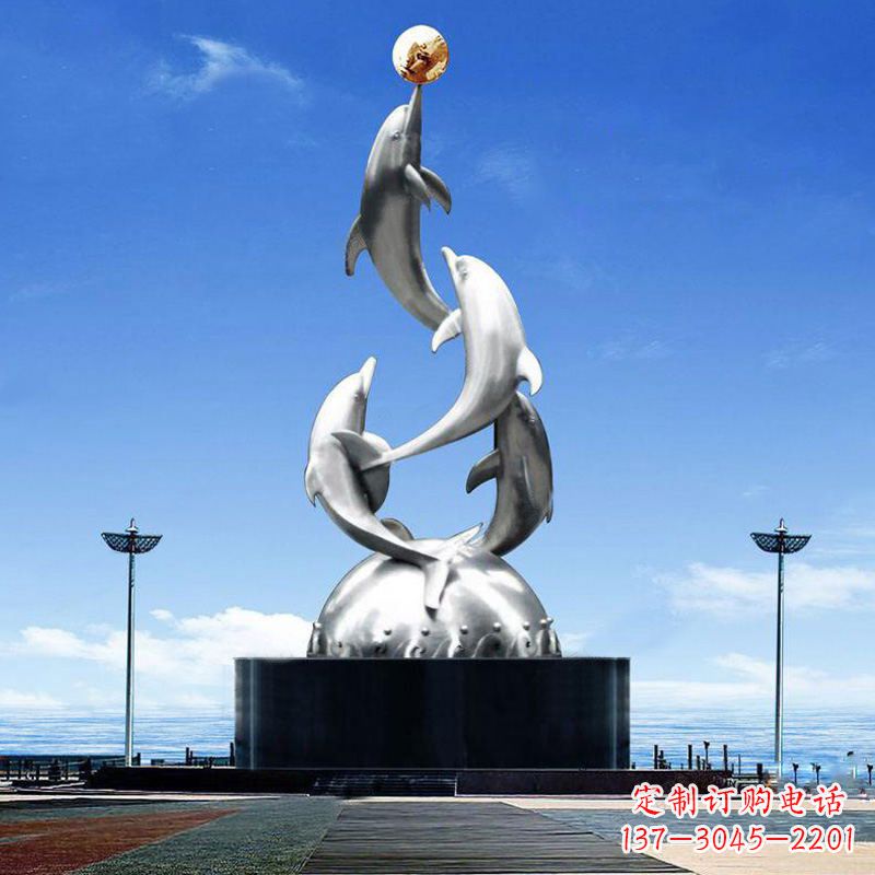 烟台引领潮流的不锈钢海豚雕塑
