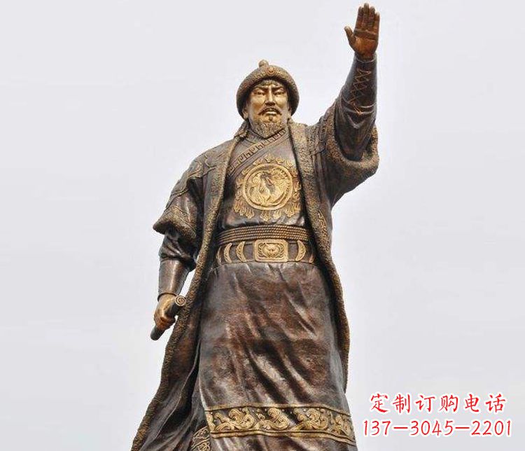 烟台传承历史的风采成吉思汗铜雕
