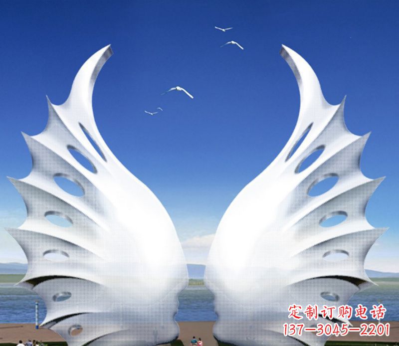烟台大型翅膀雕塑不锈钢