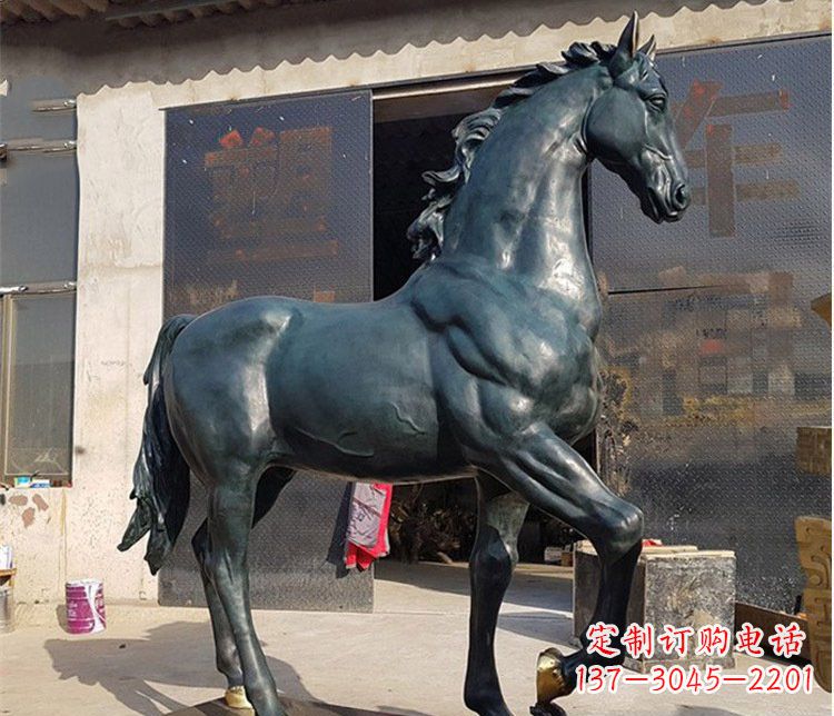 烟台大型公园铸铜马雕塑 (2)