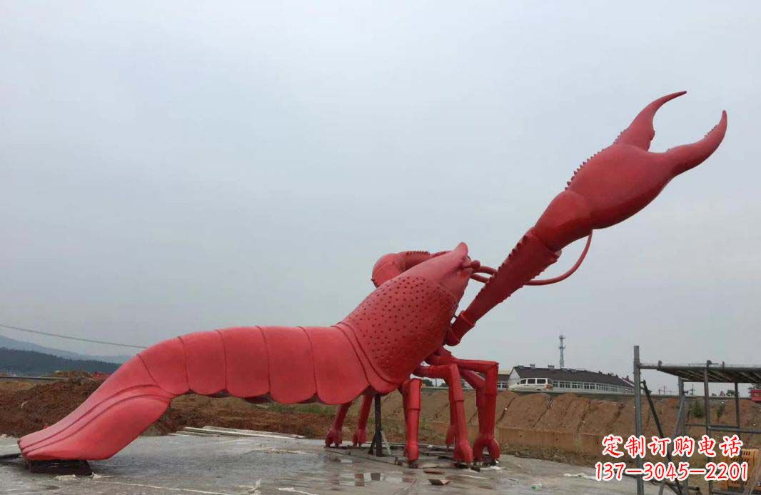 烟台大型广场不锈钢龙虾雕塑