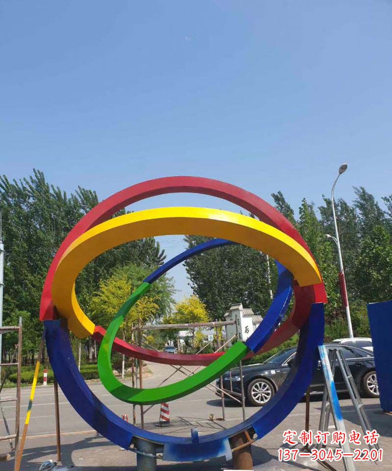 烟台大型广场圆环不锈钢景观雕塑