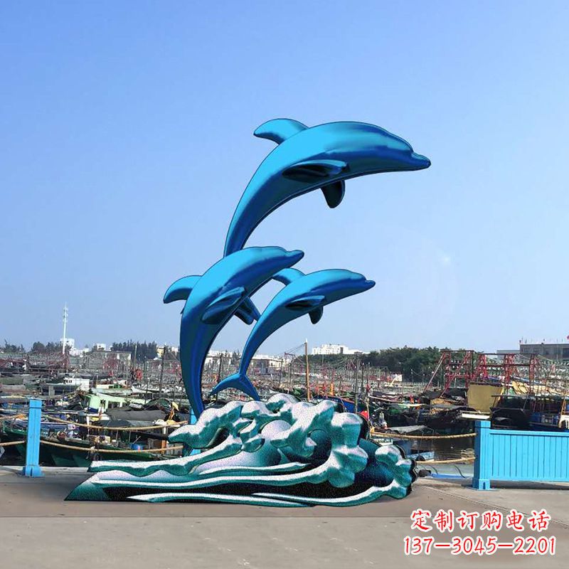 烟台精美玻璃钢海豚雕塑