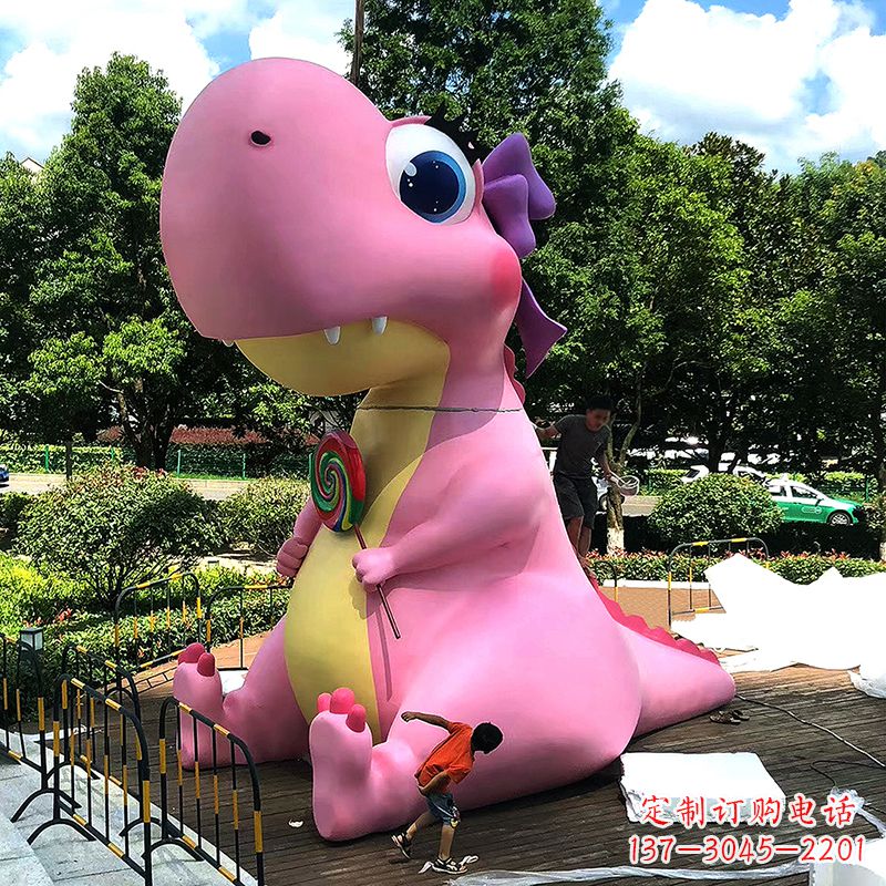 烟台大型卡通恐龙雕塑摆件-商场儿童游乐场大型动物景观雕塑