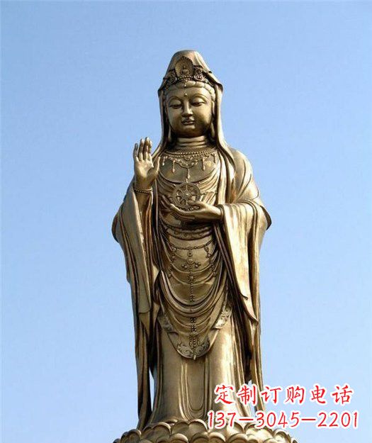 烟台大型立式铜观音雕塑
