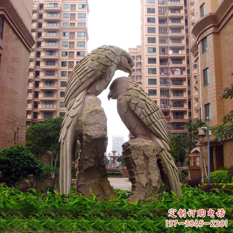 烟台精美石雕鹦鹉雕塑