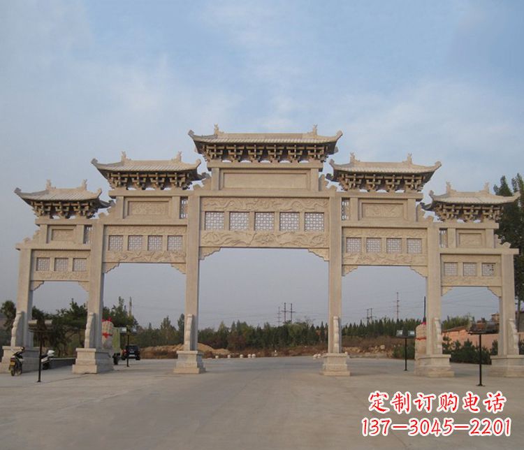烟台大型五门牌坊石雕