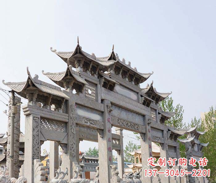 烟台大型五门石雕牌楼 (2)