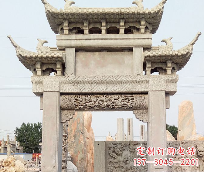 烟台特色大理石牌坊石雕