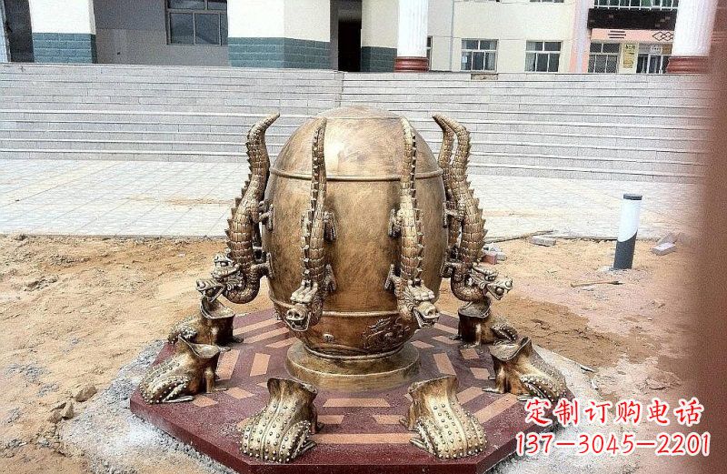 烟台精致细节 壮丽地动仪铜雕