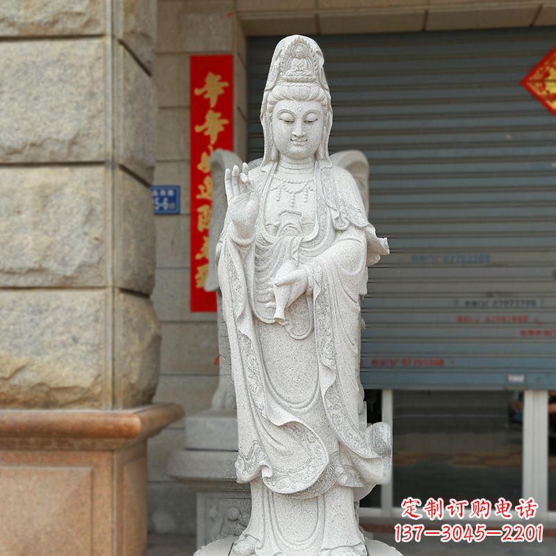 烟台经典青石观音雕塑