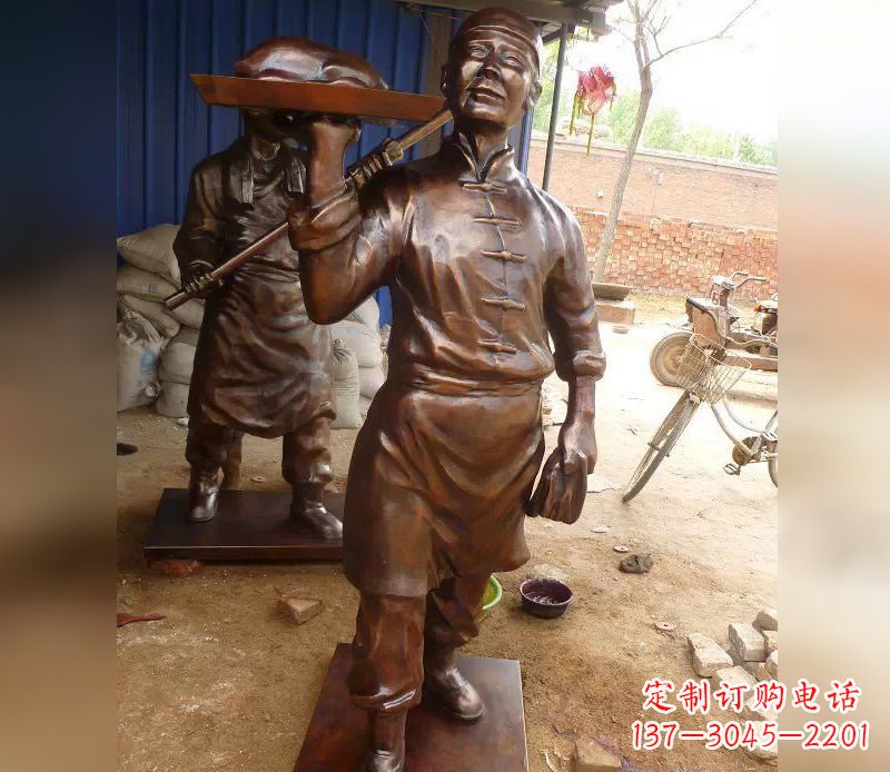 烟台店小二铜雕,精美绝伦,永传佳话