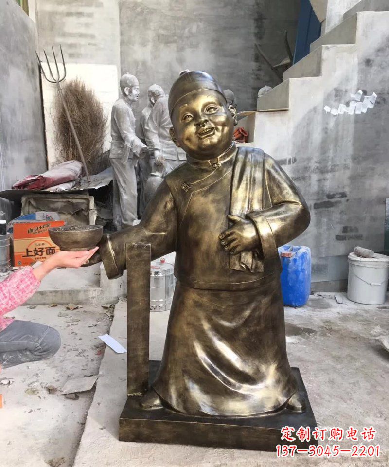 烟台店小二铜雕——精美精致的人物雕塑