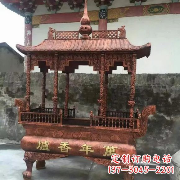 烟台雕刻蝙蝠铜香炉