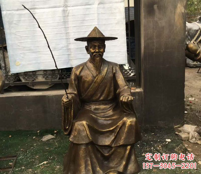 烟台精美手工渔翁铜雕