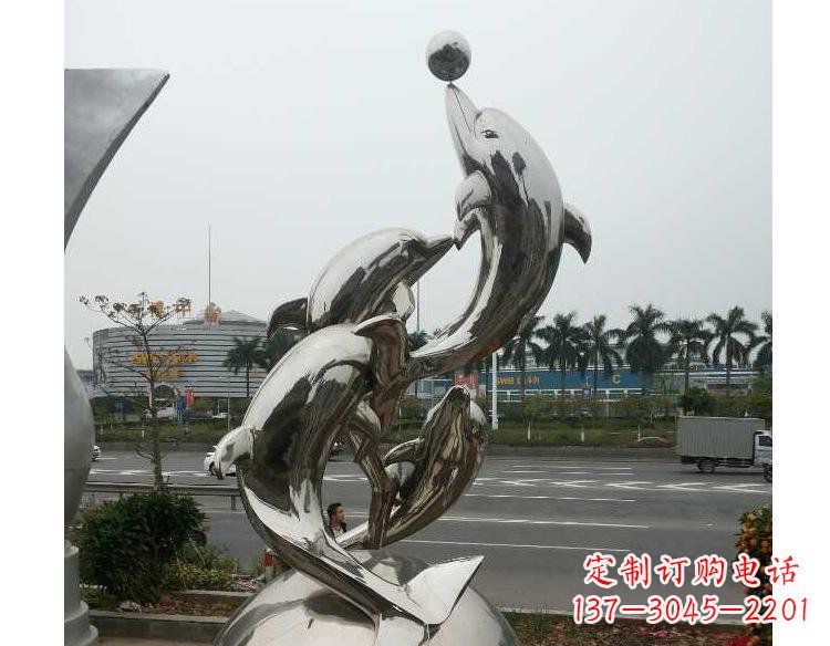 烟台海豚精美不锈钢雕塑