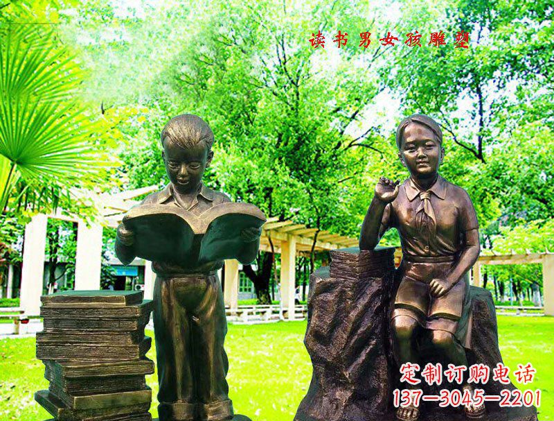 烟台女孩校园铜雕 ——表达着青春洋溢的美好时光