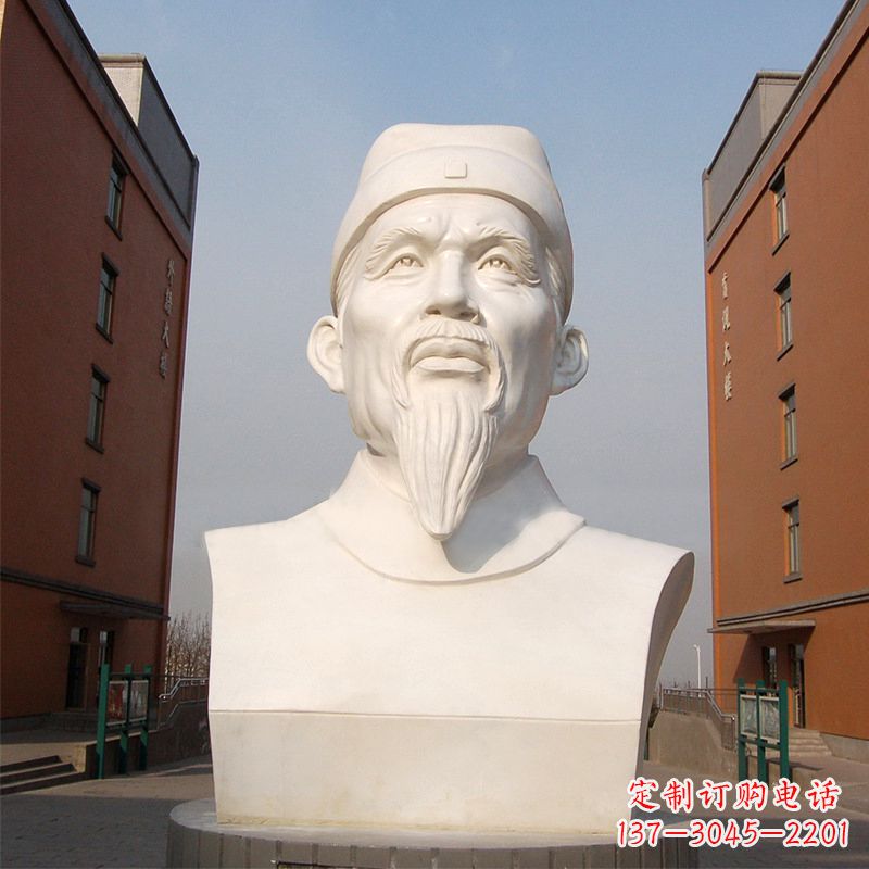 烟台杜甫石雕像-学校校园历史名人唐代著名诗人头像