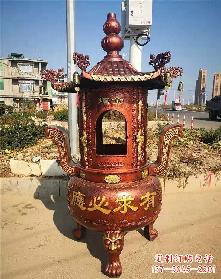 烟台杜浦精制铜香炉雕塑