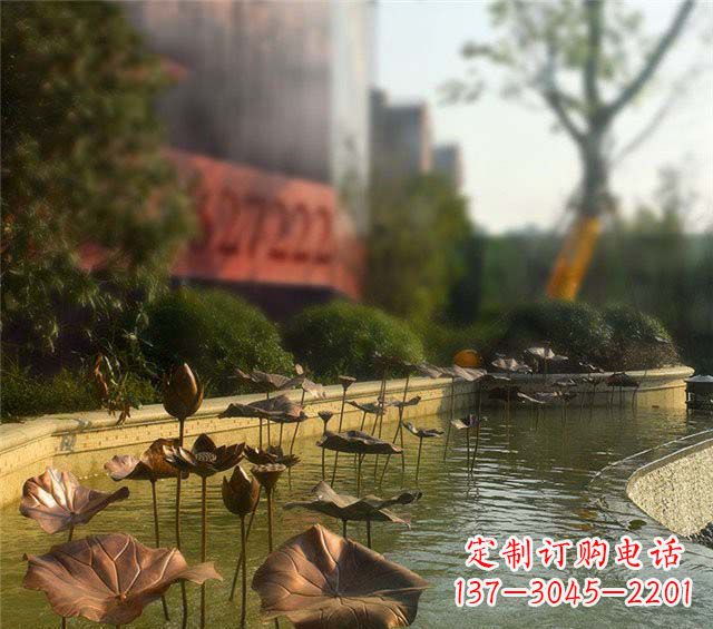 烟台荷叶风情传承——锻铜荷花荷叶小区景观雕塑