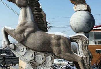 烟台大理石马踏祥云雕塑