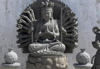烟台宗教庙宇千手观音大理石雕塑