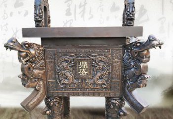 烟台典雅双龙四龙铜鼎雕塑
