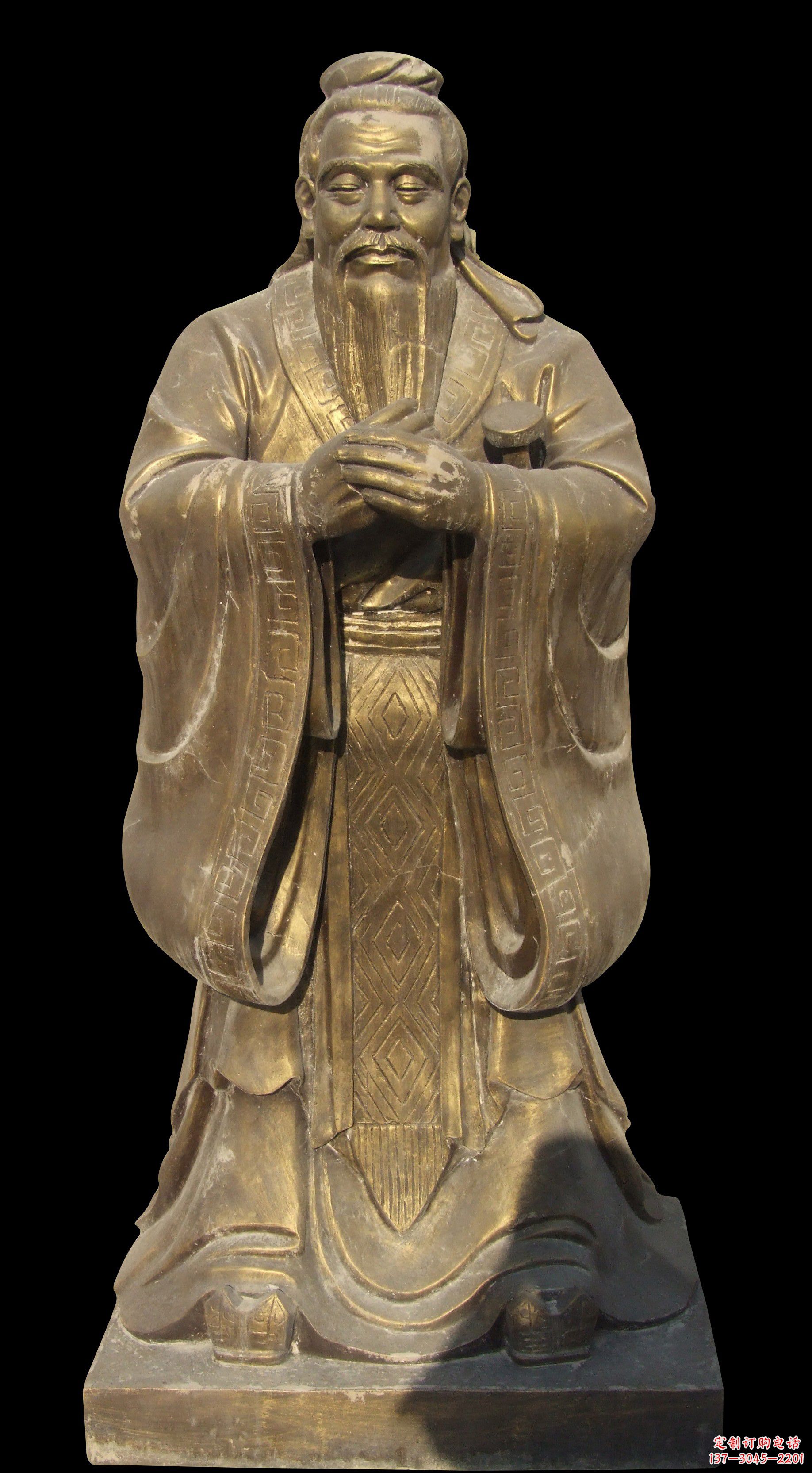 烟台手工精美锻铜孔子铜雕像