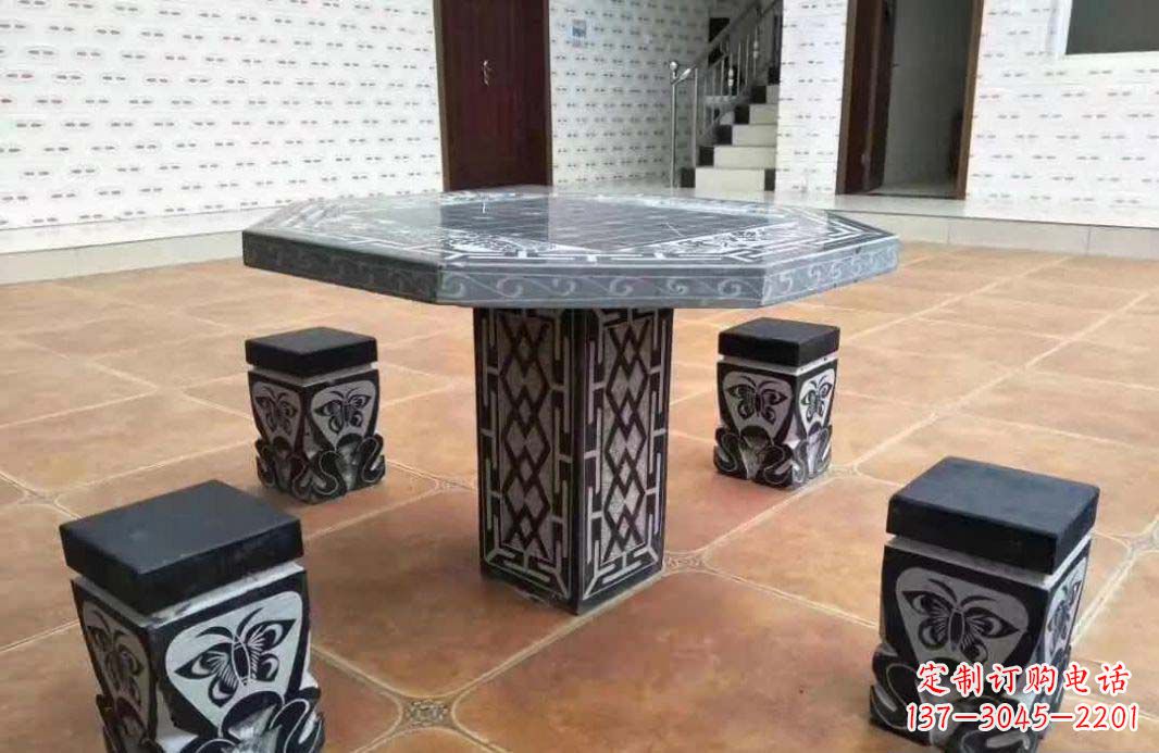 烟台多边形雕刻仿古石桌凳