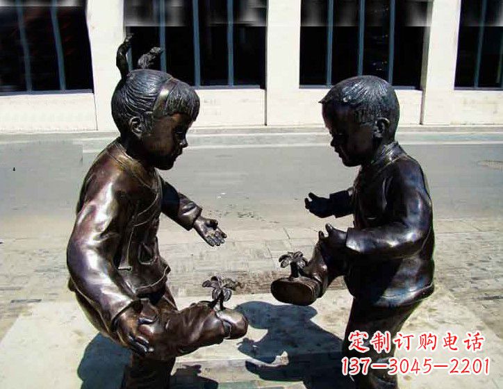 烟台儿童斗鸡铜雕