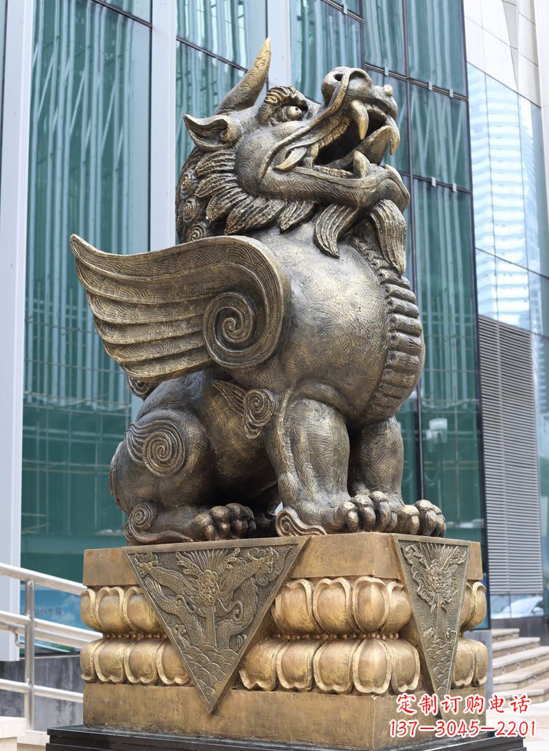 烟台法院门口独角兽神兽铜雕