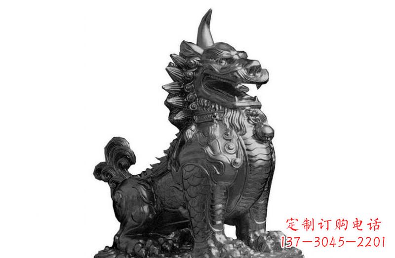 烟台法院门口独角兽獬豸铜雕