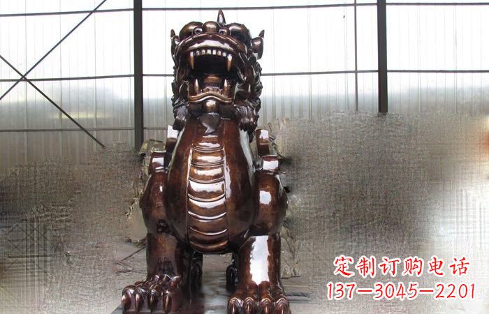烟台法院门口獬豸铜雕