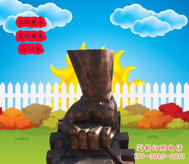 烟台法治拳头铜雕
