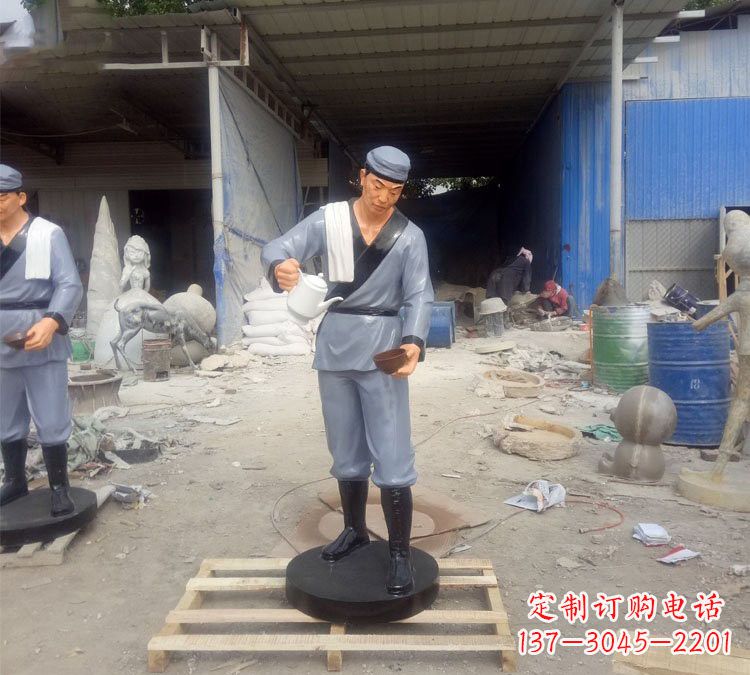 烟台铝合金仿真店小二雕塑