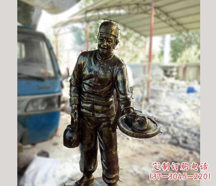 烟台中领雕塑定制铜雕店小二雕塑