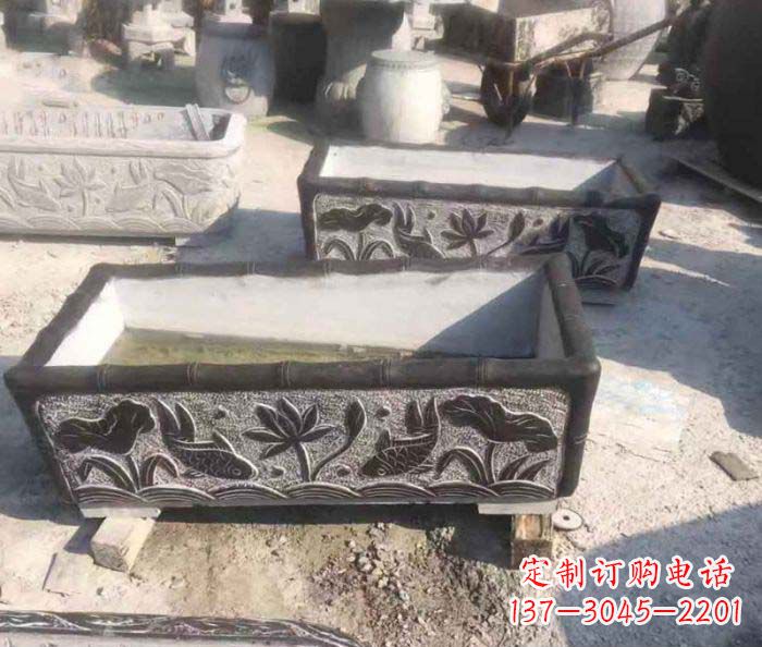 烟台方形仿古石水缸
