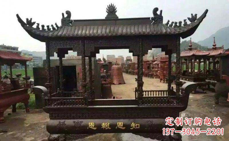 烟台方形寺庙香炉铜雕