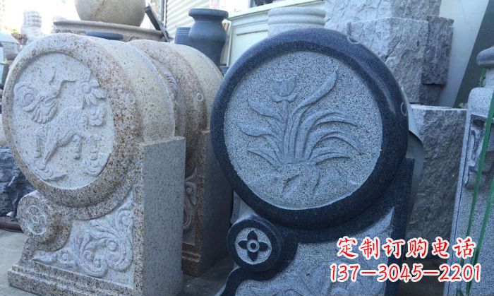烟台仿古抱鼓石招财石门墩