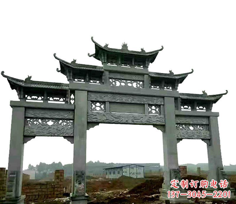 烟台中领雕塑精美牌坊石雕,高品质时尚艺术
