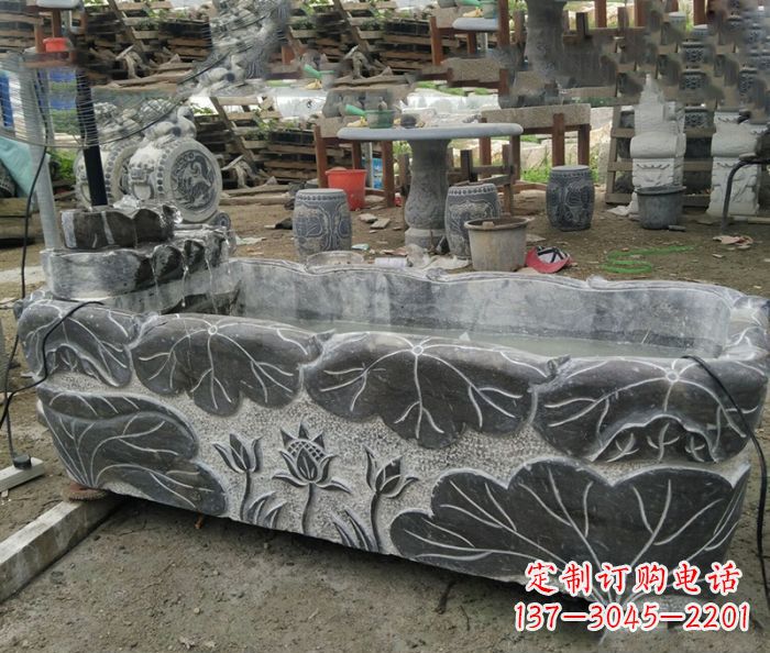 烟台传统石雕·精美荷花雕塑