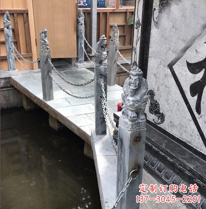 烟台仿古胡人拴马柱栏杆公园石雕