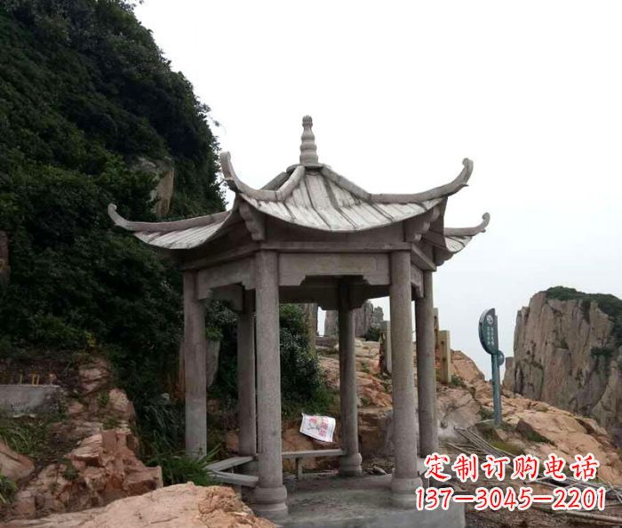 烟台风格独特的仿古凉亭石雕
